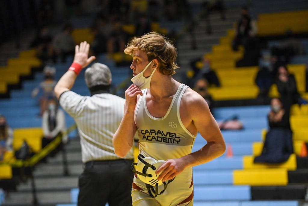 Two-time state champion Alex Poore of Caravel is the top seed in the 152-pound weight class.