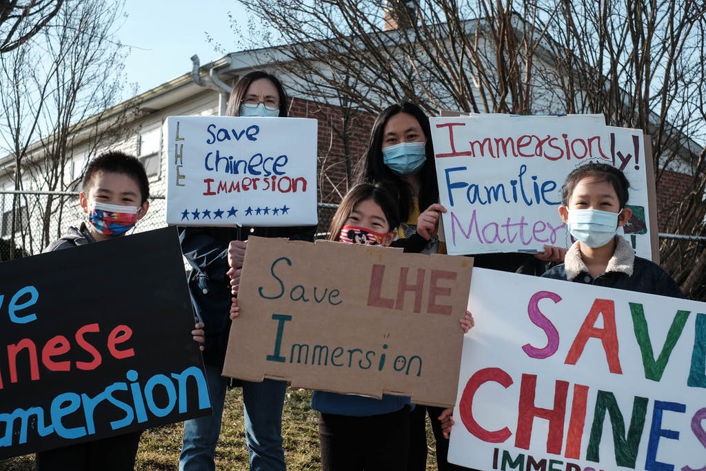 Students, parents protest plan to end Linden Hill's Chinese Immersion program