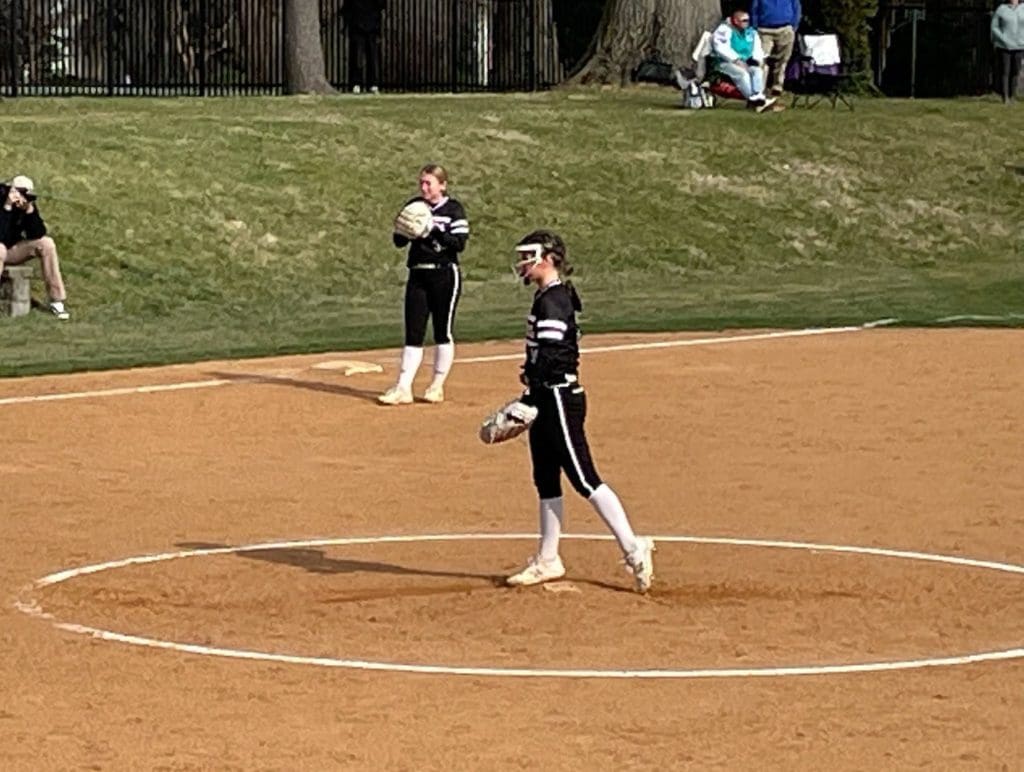 Savannah Laird pitching for Appoquinimink Softball