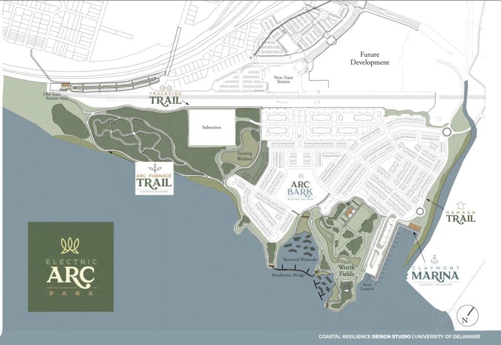 Claymont Electric Arc Park (Coastal Resilience Design Studio for the Claymont Renaissance Development Corp.)