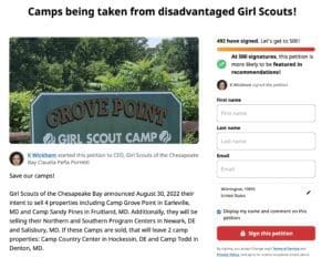 The change.org petition against the Girl Scouts' sale.