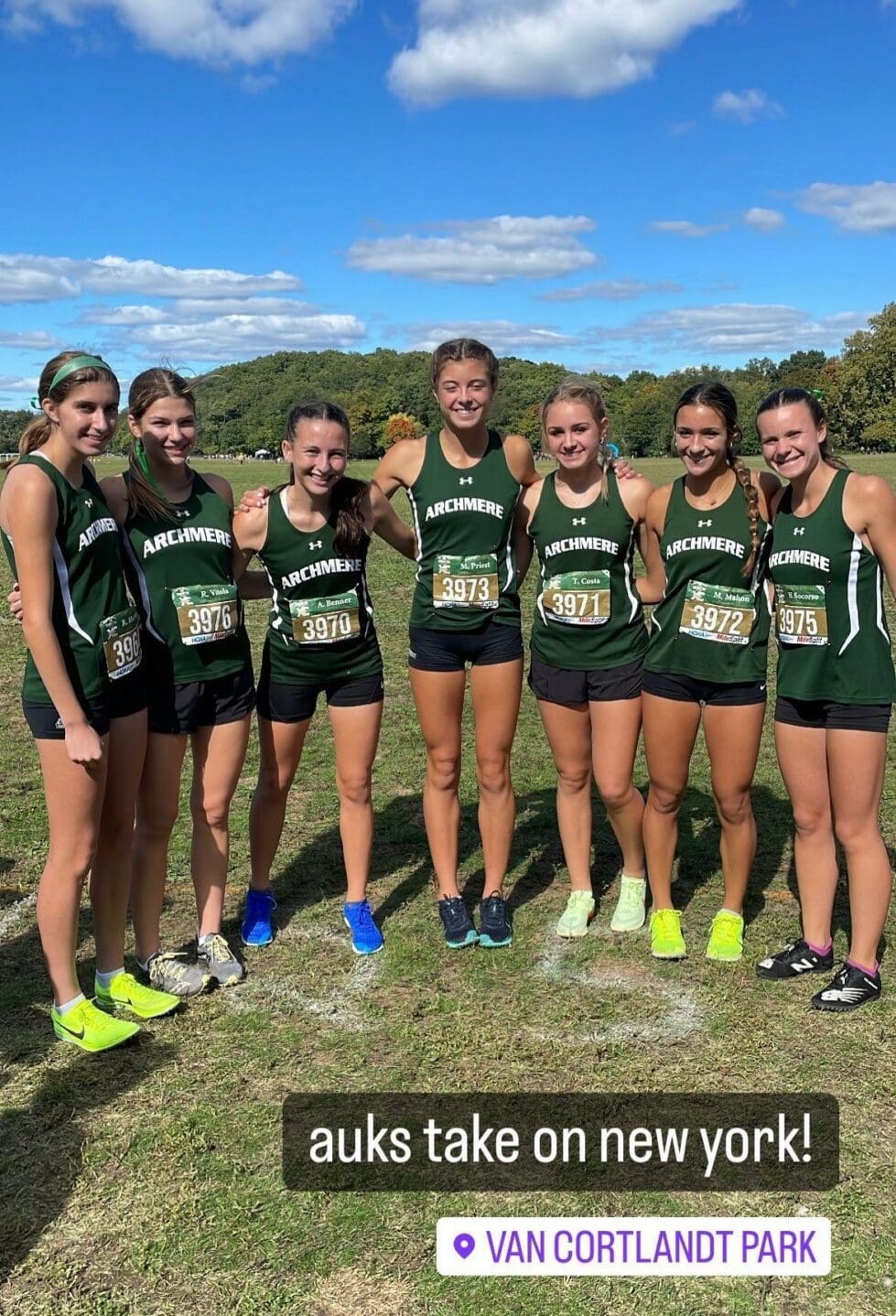 Archmere Auks cross country team competing in 50th Annual Manhattan cross country invitational photo courtesy of Archmere Athletics