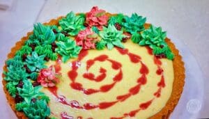 Dru Tevis ... margarita tart with a pomegranate swirl and piped agave plants