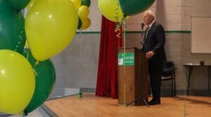 Wilmington Mayor Mike Purzycki speaking at EastSide's event. (Jarek Rutz/Delaware LIVE News)