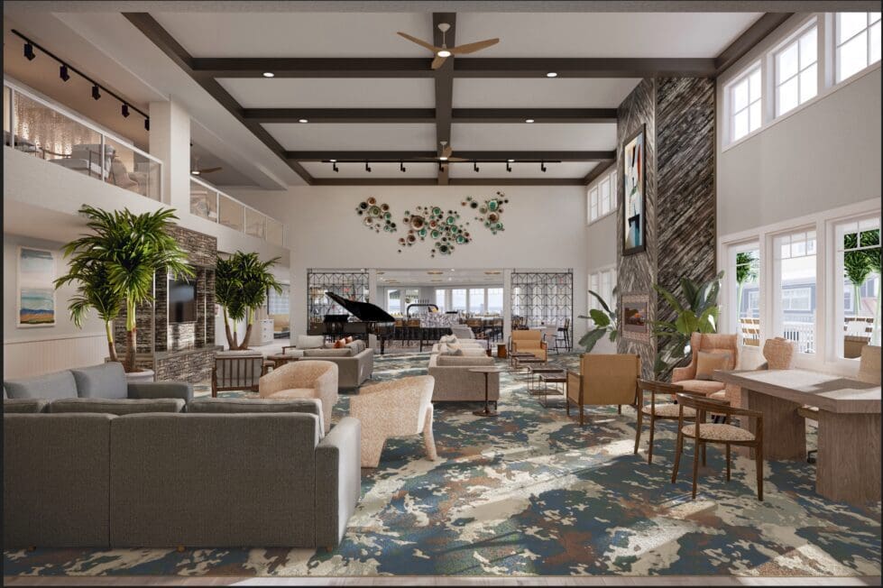 A rendering of the new lobby of the Bethany Beach Ocean Suites Residence Inn by Marriott.
