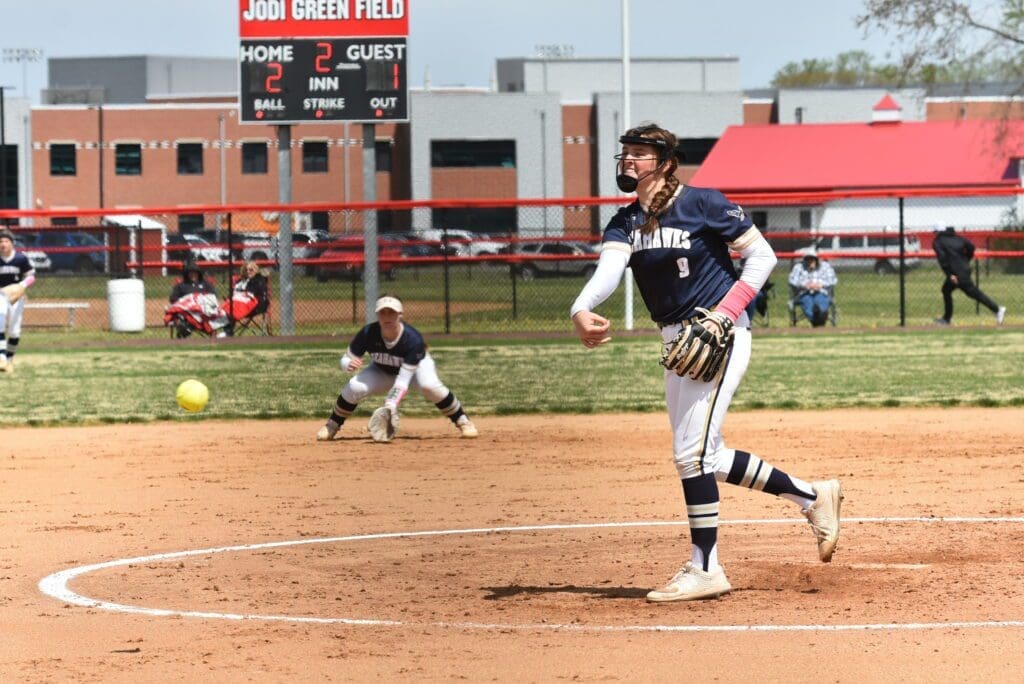Emily Trzonkowski from DMA throws a pitch during a game photo by Ben Fulton