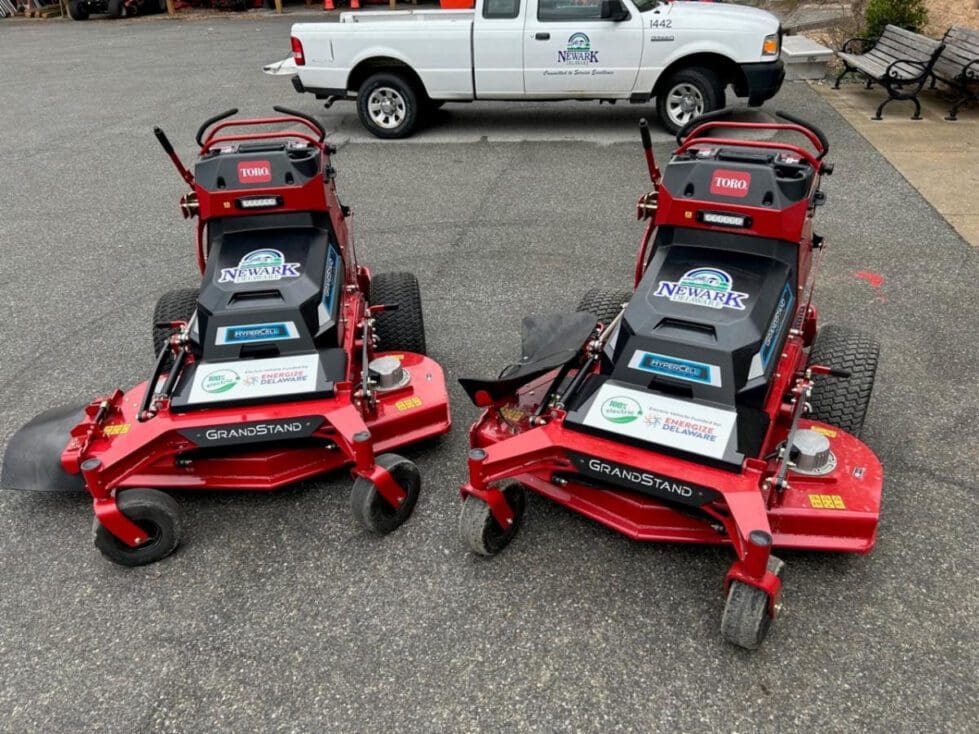 Newark has used an Energize Delaware grant to buy two e-mowers. (Newark photo)