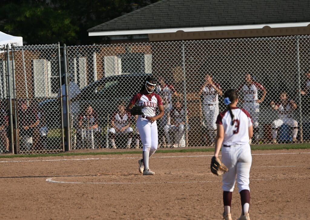 Eight grade pitcher Morgan Maxwell from Caravel softball. photo by Nick Halliday