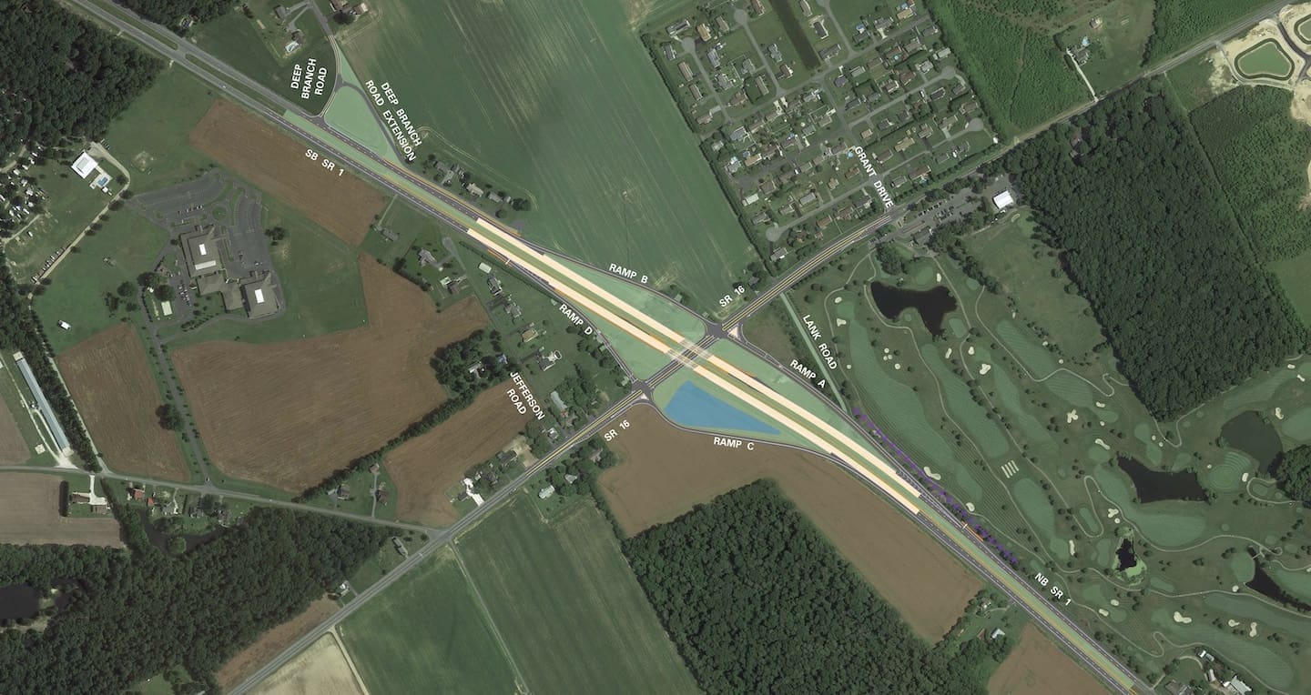This is DelDOT's plan for a new interchange between Routes 1 and 16. (DelDOT photo)