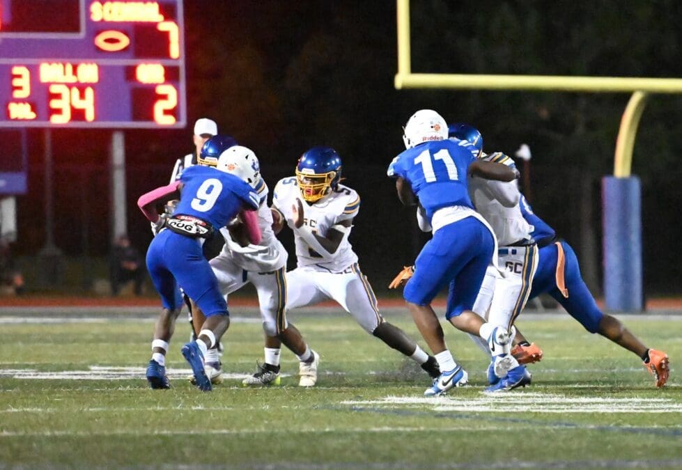 Sussex Central running back Malik Bell paced his team with 92 yards on 21 carries photo courtesy of Ben Fulton