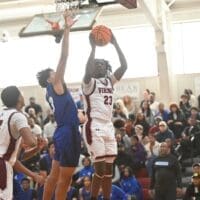 St Elizabeths Julius Wright attempts a shot in their game against Dover, photo courtesy of Ben Fulton