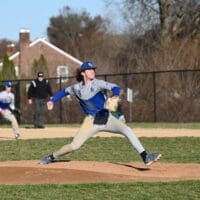 St Georges baseball Joey Russo throws a pitch in the victory over Conrad, photo courtesy of Nick Halliday
