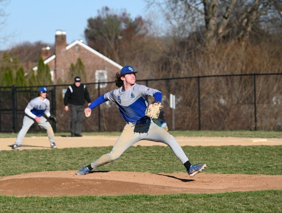 St Georges baseball Joey Russo throws a pitch in the victory over Conrad photo courtesy of Nick Halliday