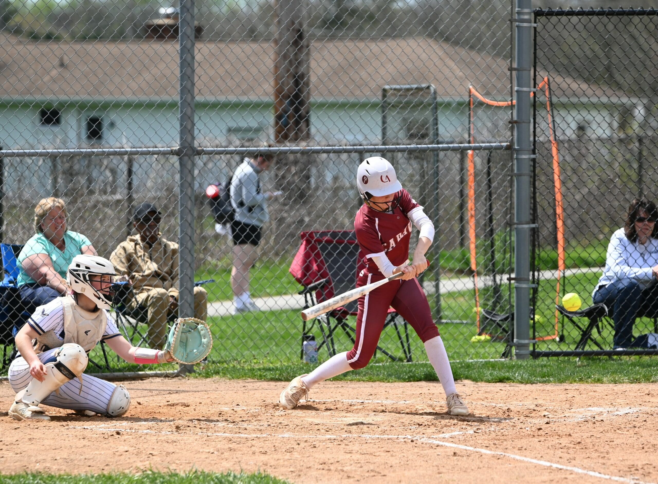 Caravel softball Leah Richardson swings at a pitch. Photo by Nick Halliday scaled