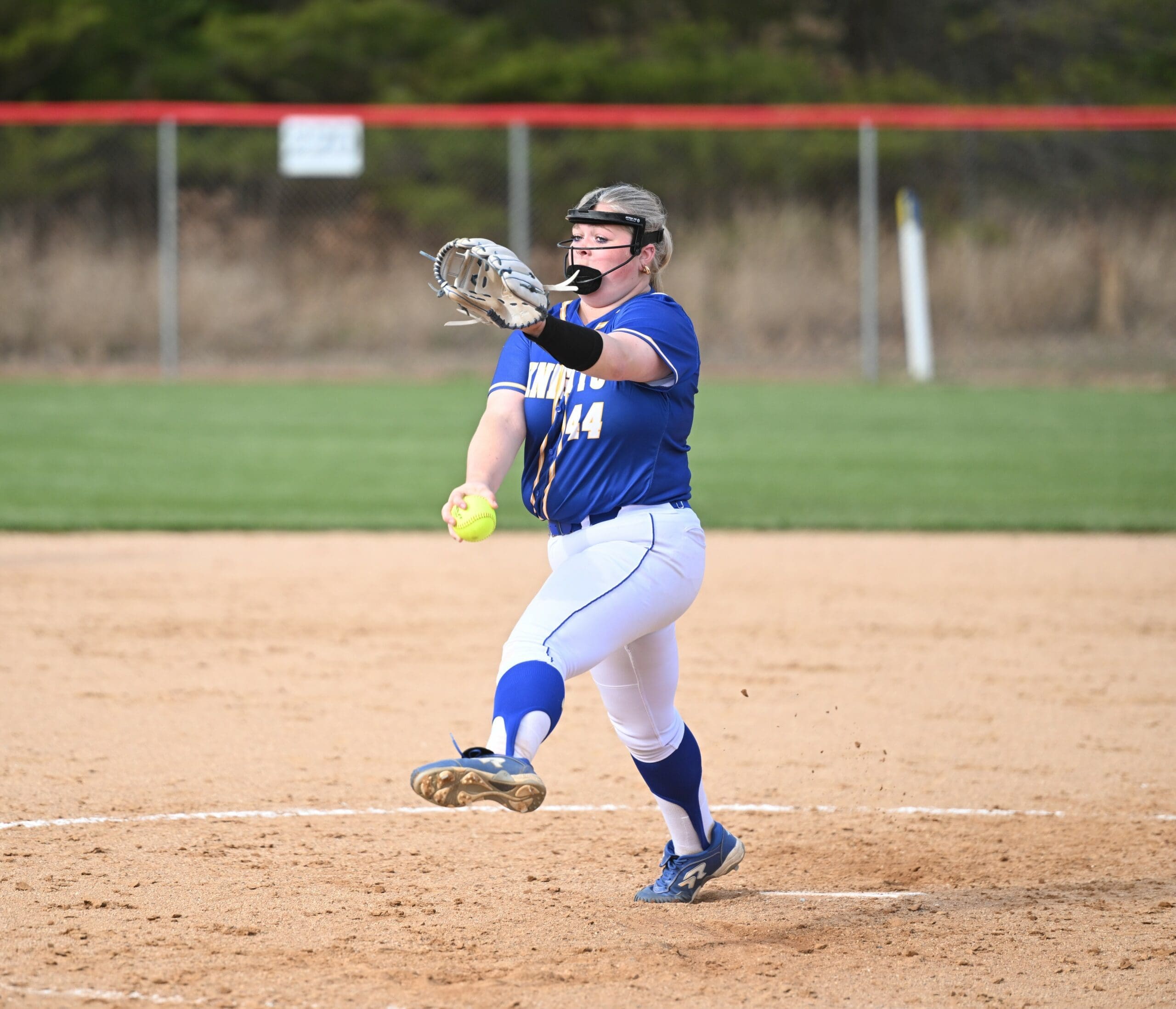 Sussex Central Madge Layfield throws a pitch during a game photo courtesy of Ben Fulton scaled