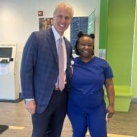 Mike Meoli and Quontisha Chisholm at Nemours, where Chisholm is a clinical medical assistant.