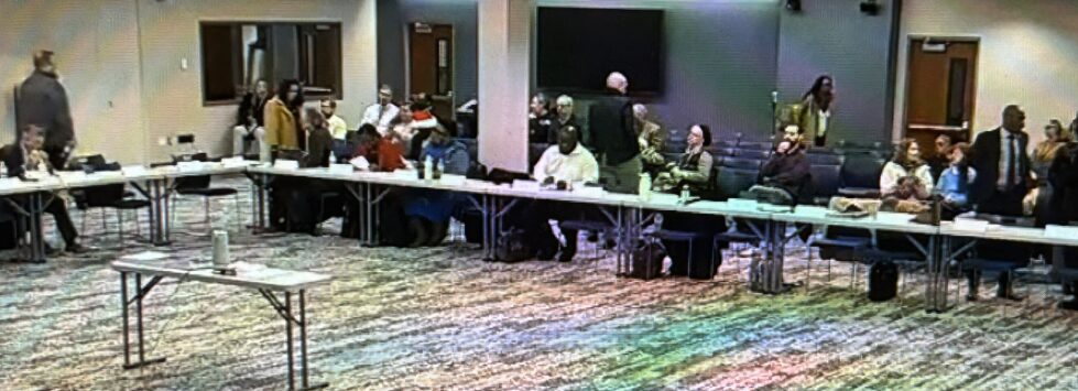 Redding Consortium Board members around U-shaped meeting table